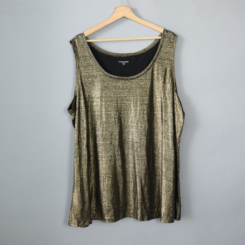 Eileen Fisher Tank Top Plus 3X Gold Organic Linen